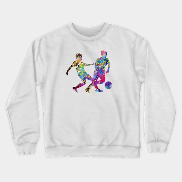 Children playing football Crewneck Sweatshirt by erzebeth